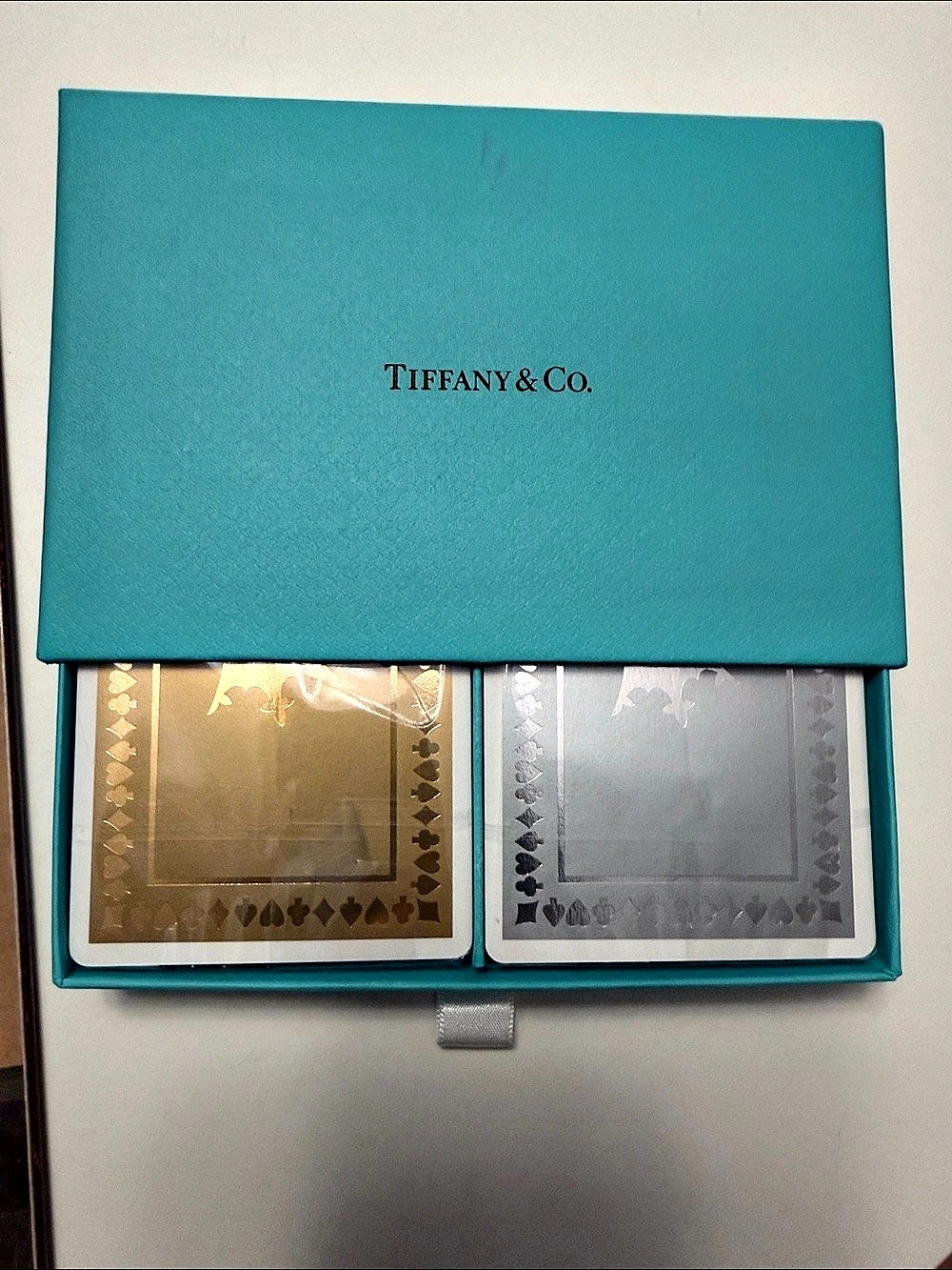 Tiffany & Co. Tiffany Playing Cards Set in Blue & Gold NWT